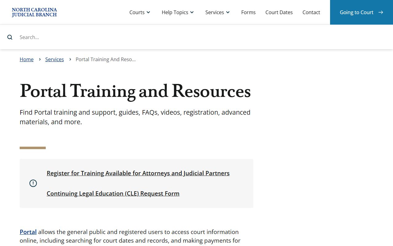 Craven County court dockets portal training and hearing search resources