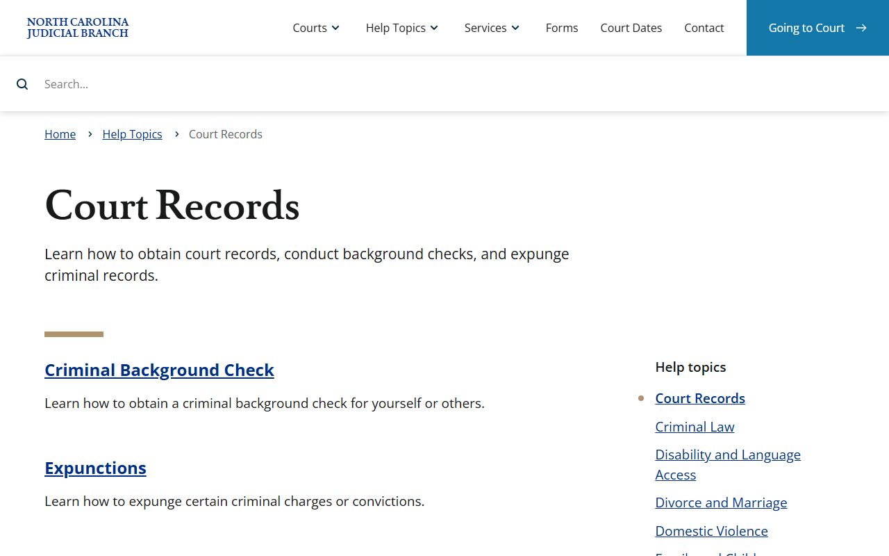 Craven County court records help topic from North Carolina Judicial Branch