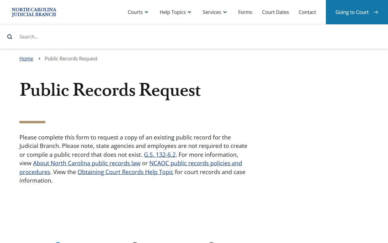Craven County court records public records request page