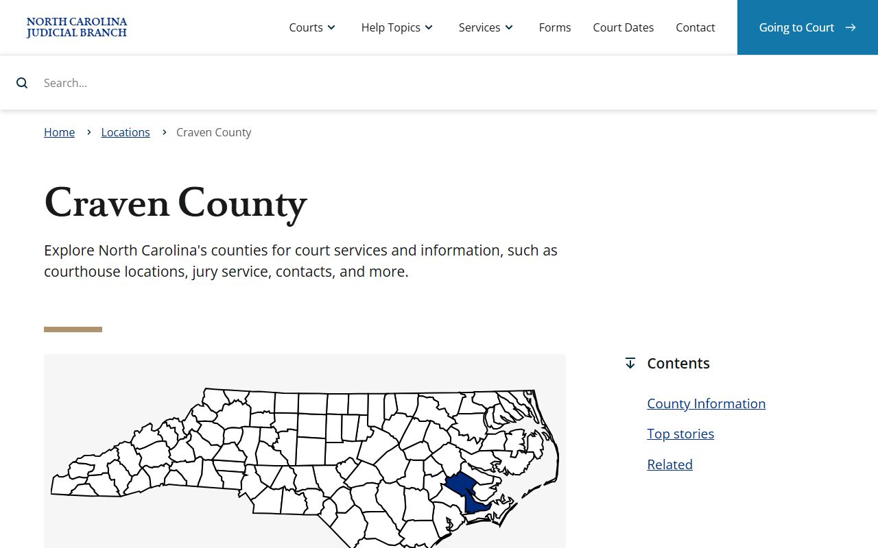 Craven County court records and North Carolina Judicial Branch county page