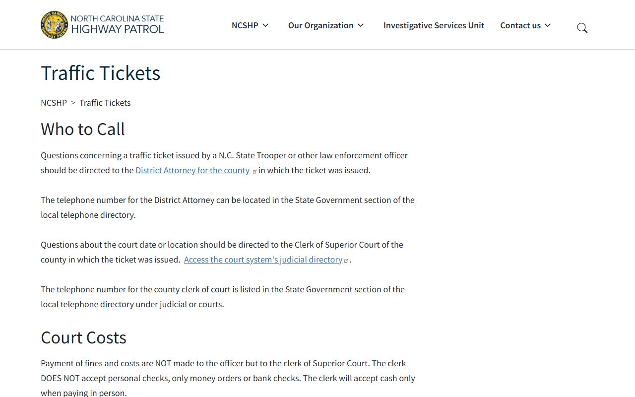 Craven County traffic court records State Highway Patrol payment guidance